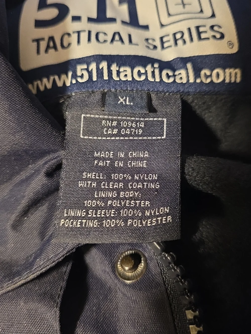 5.11 Tactical Men's Fast-Tac Duty Jacket Full-Zip Warmer Pockets Blue Size XL